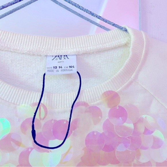 Embellished Zara Sweatshirt for 13-14 years old girls, in off white cream colour - Picture 3 of 6